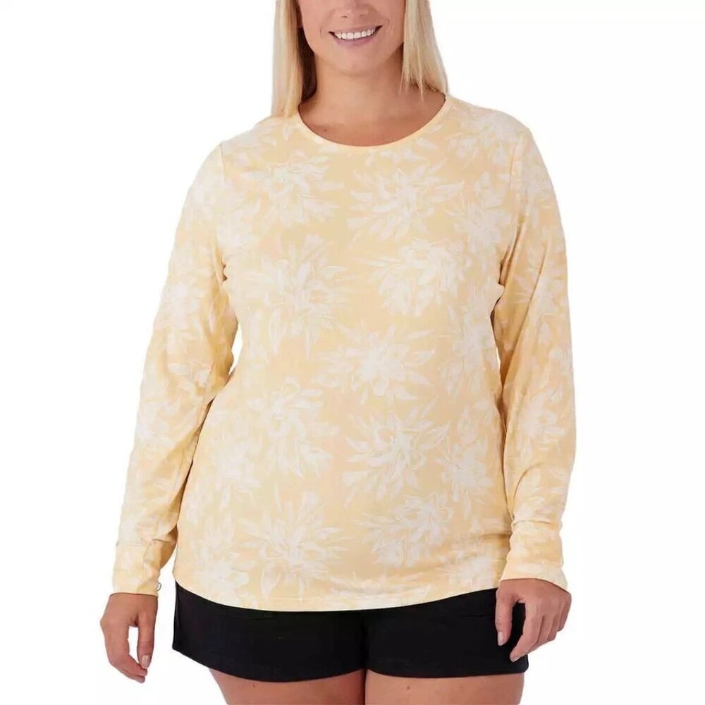NWOT Hang Ten Women's XL UV Protection Long Sleeve Shirt Peach Floral Print